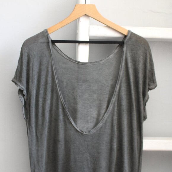 Diesel Women's Gray Logo Roses Printed Open-Back Short Sleeve Top Size Small - Picture 4 of 6